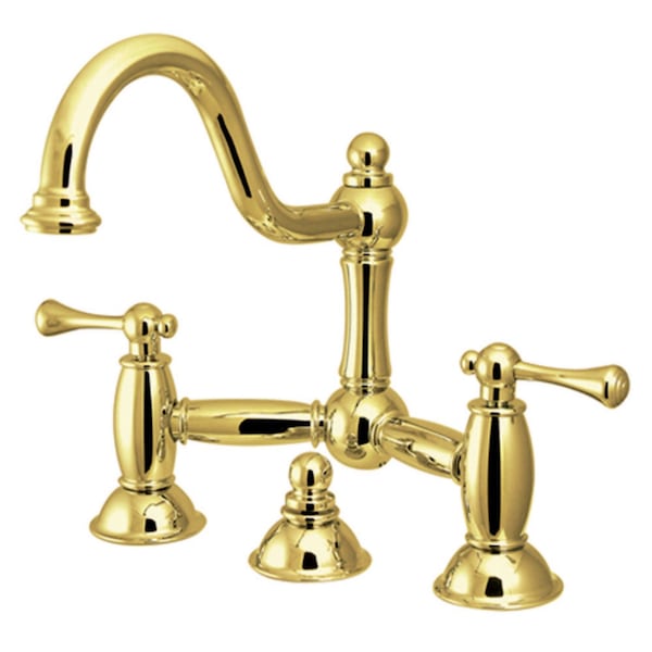 KS3912BL Restoration Bathroom Bridge Faucet, Polished Brass